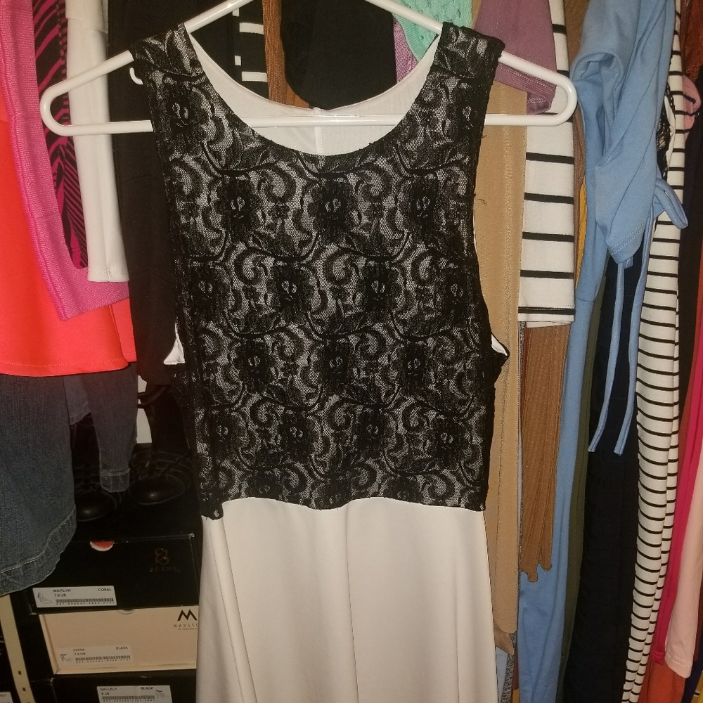 Lace detail skater style mini dress